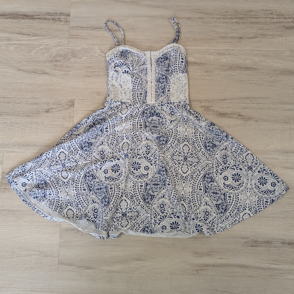 Blue and White Flare Dress - Size XS